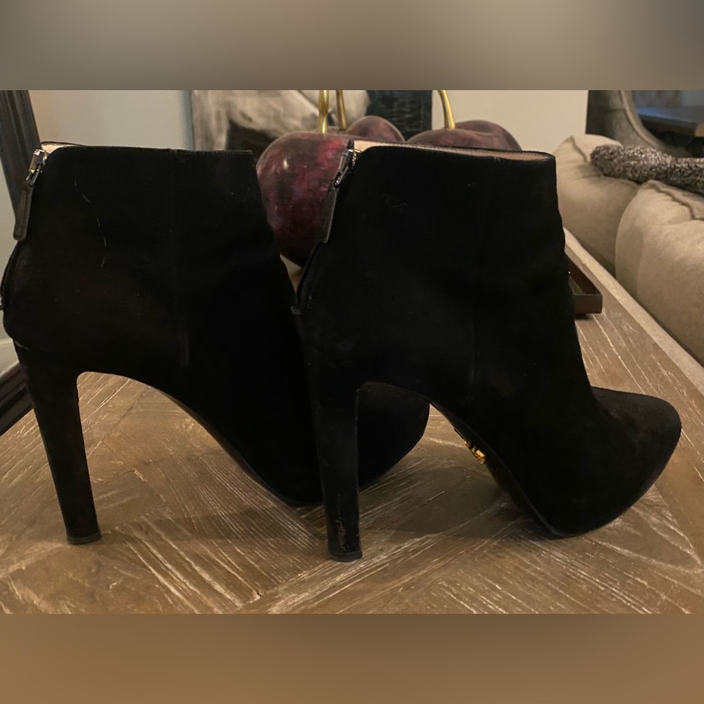 Prada Black Ankle Boots Suede Minimalist Design - Picture 3 of 9